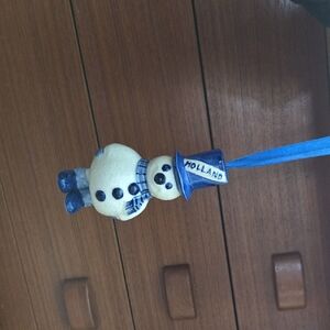 Blue & Cream Snowman Hanging Plush Ornament - Holiday Decoration